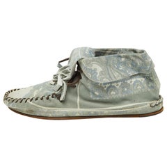D&G Grey Floral Printed Suede High Top Moccasins Size 44