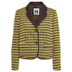 M Missoni Gelb/Braun karierter Strickblazer M