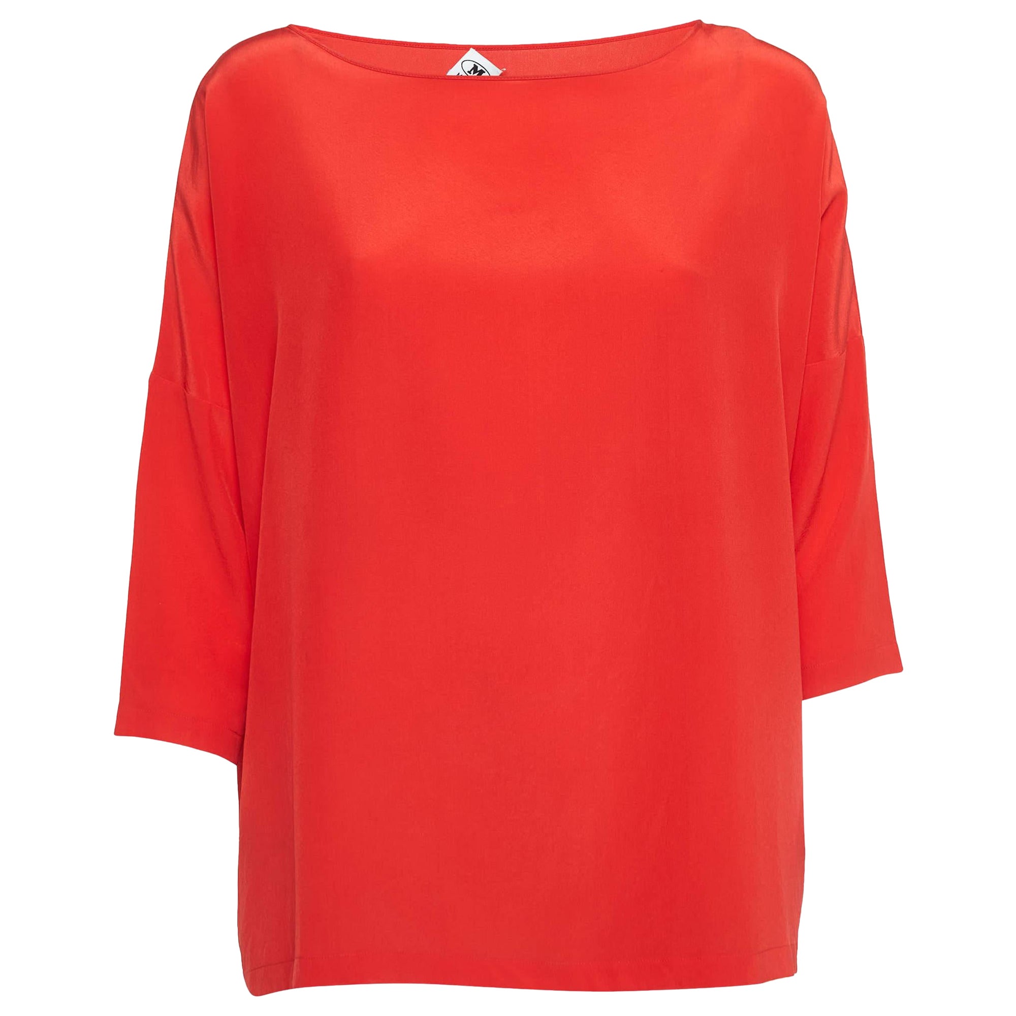 M Missoni Red Silk Crepe Oversized Top S For Sale