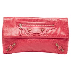Balenciaga Dark Pink Leather RGH Envelope Clutch
