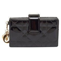 Dior Black Cannage Patent Leather Lady Dior 5 Gusset Card Holder