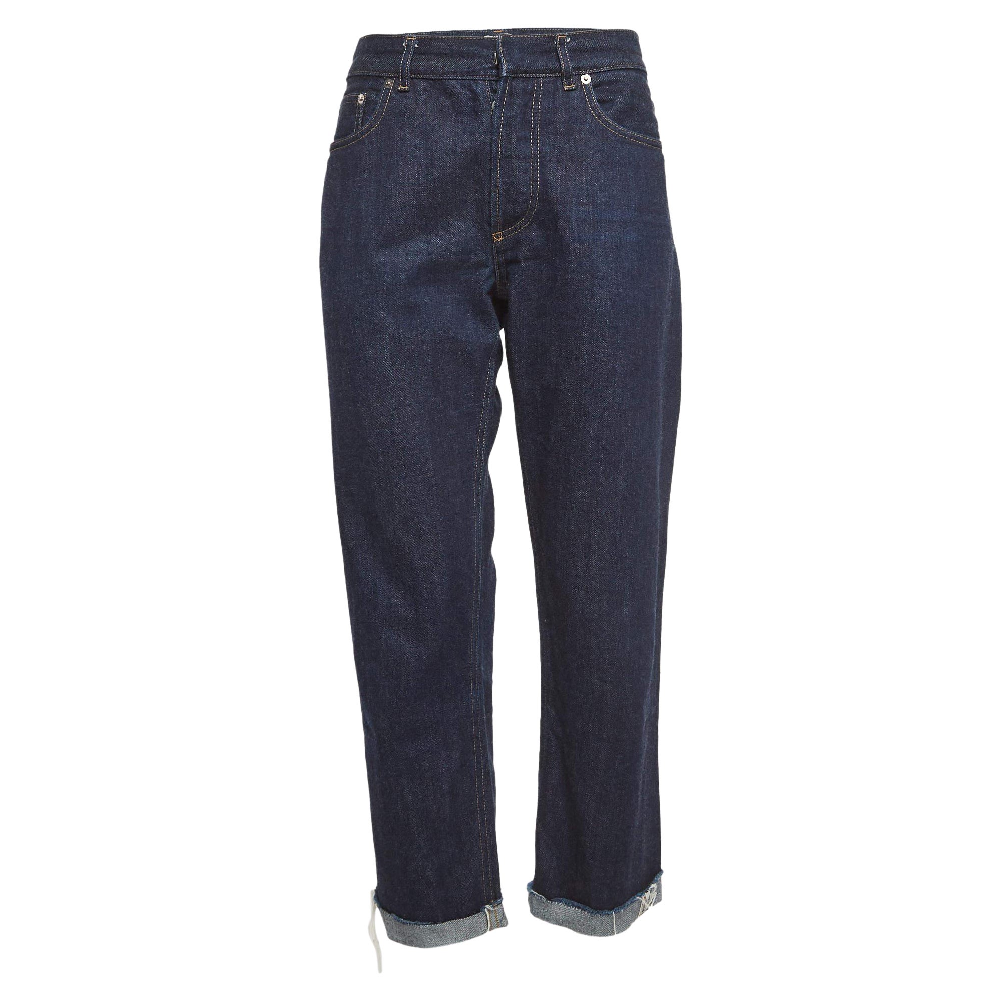 Christian Dior Blue Navy Raw Edge Denim Jeans M Waist 34" (taille 34)
