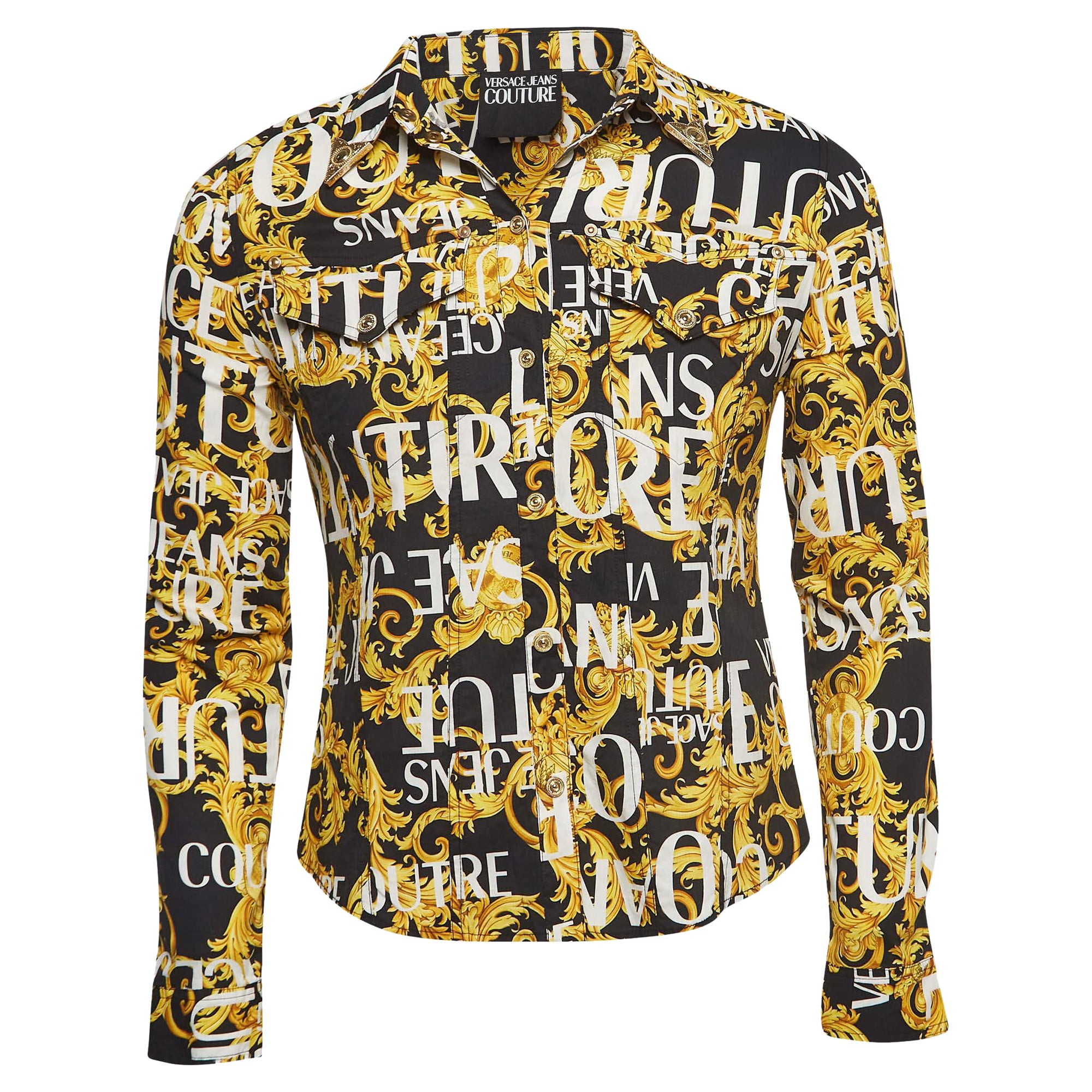 Versace Jeans Couture Camisa de Algodón Estampada Barroca Negra L