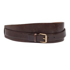 Celine Brown Leather Buckle Waist Belt S