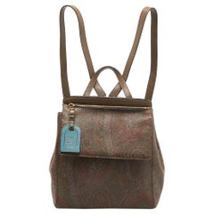 Etro Brown Paisley Print Coated Canvas Backpack