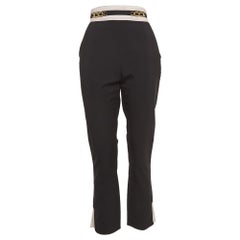 Elisabetta Franchi Black Embellished Stretch Knit Trousers L