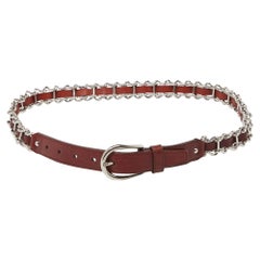 Miu Miu Burgundy Leather Chainlink Buckle Belt 80CM