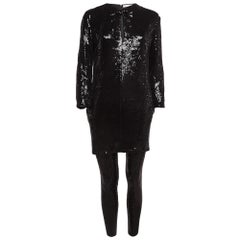 Pierre Balmain Schwarze Paillettenbluse und Hose mit Pailletten, Set L
