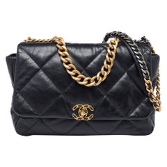 Chanel Black Quilted Leather Maxi 19 Shoulder Bag