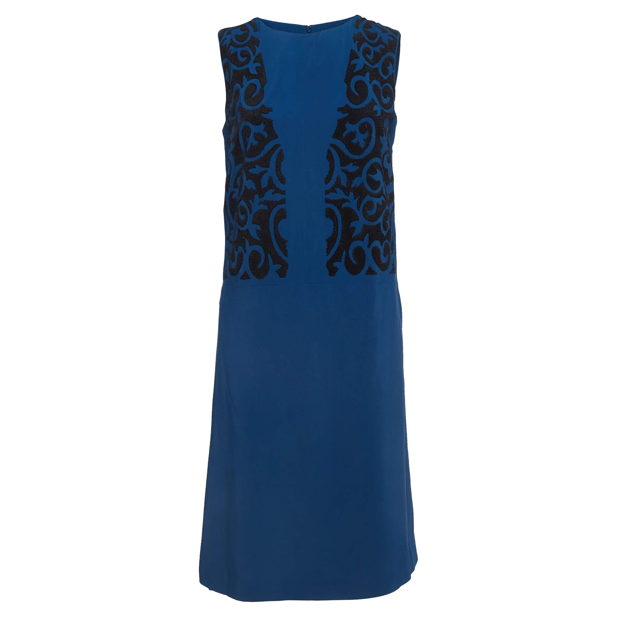 Etro - Robe chemise sans manches embellie bleu S