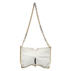 Jimmy Choo White/Black Leather Frame Chain Bag