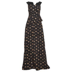 Roland Mouret Black Floral Textured Silk Blend Off Shoulder Heddon Gown M