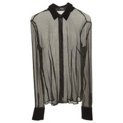 D&G Black/Gold Lurex Stripe Velvet Trim Sheer Shirt S