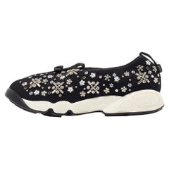 Dior Black Mesh Crystal Embellished Fusion Sneakers Size 36.5