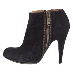 Saint Laurent Botines con cremallera de ante negro Talla 38