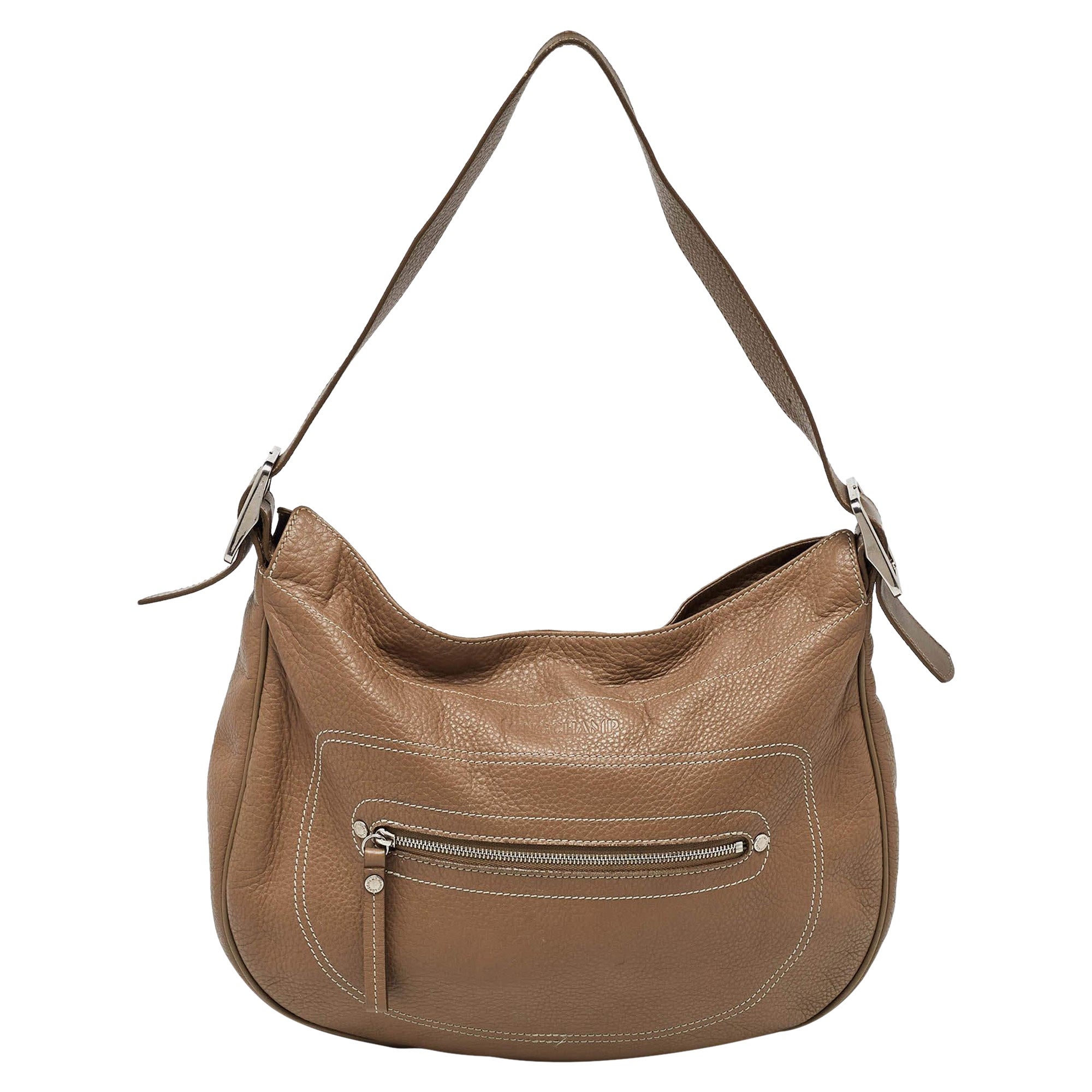 Longchamp Beige Leather Hobo For Sale