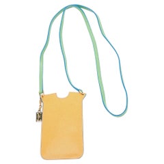 Bolso cruzado Dolce & Gabbana de piel naranja/verde con charm de teléfono y logotipo