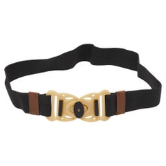 Marni Black Elastic Bank Waist Belt 70CM
