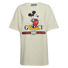 Gucci X Disney Cream Mickey Mouse Print Cotton T-Shirt M