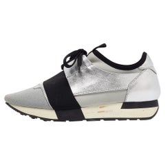 Balenciaga Tricolor Leather and Neoprene Race Runner Sneakers Size 38