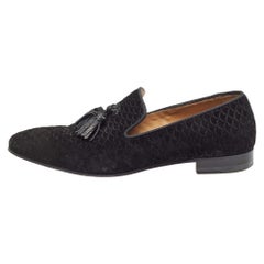 Christian Louboutin Chaussons de smoking en daim gaufré pissenlit noir Taille 42.5