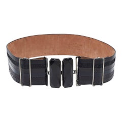 Fendi Noir Karung  Ceinture large de 70 cm en cuir et verni
