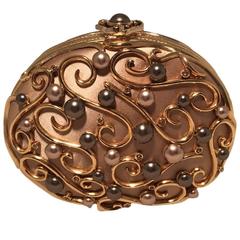 Judith Leiber Vintage Gold and Pearl Minaudiere Evening Bag 8