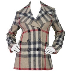 Burberry Brit Nova Plaid Double Breasted Wool Coat sz US8 4