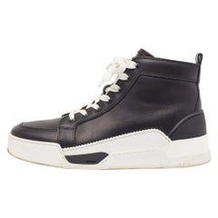 Christian Louboutin Black Leather Rankick High Top Sneakers Size 39
