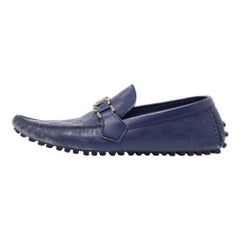 Louis Vuitton Blue Damier Infini Leather Hockenheim Loafers Size 41.5