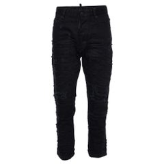 Dsquared2 Black Distressed Denim Jeans L Waist 32" (taille 32)