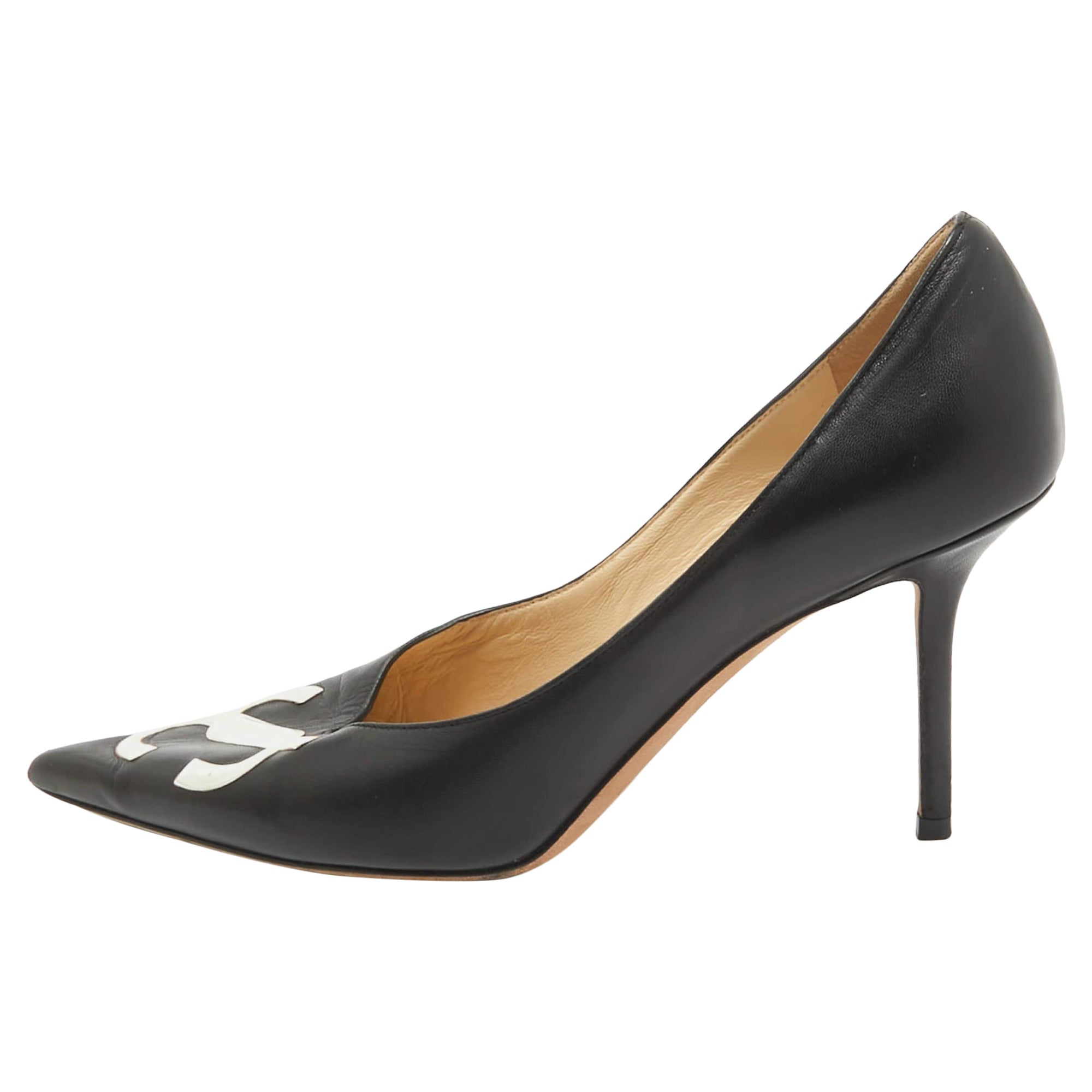 Jimmy Choo Black Leather JC Love Pumps Size 39.5 For Sale