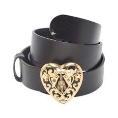 Gucci - Ceinture à boucle en cuir noir Hysteria 90CM
