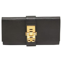 Hermes Noir Chevre Mysore Leather Medor 23 Clutch
