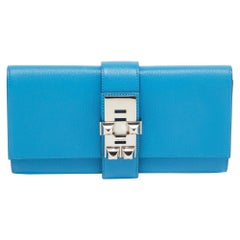 Hermès Bleu Zanzibar Chevre Mysore Leather Medor 23 Clutch