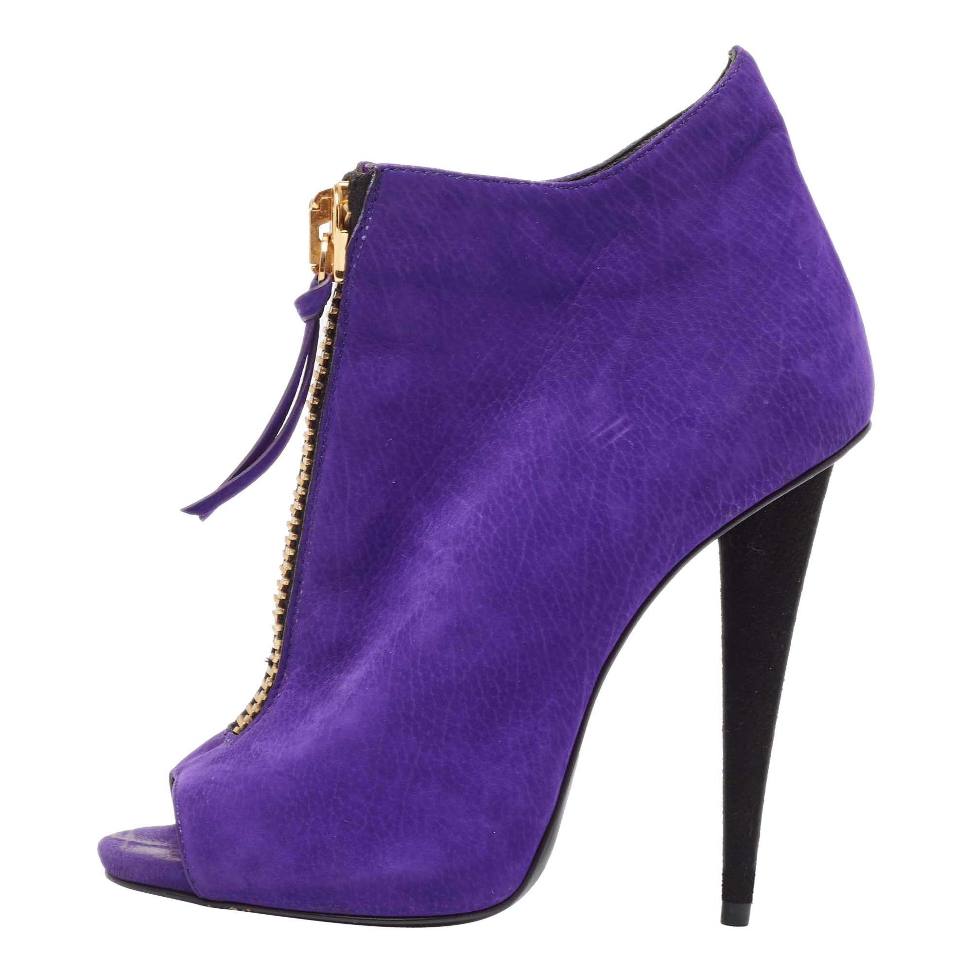 Giuseppe Zanotti Purple Suede Ankle Boots Size 36 For Sale