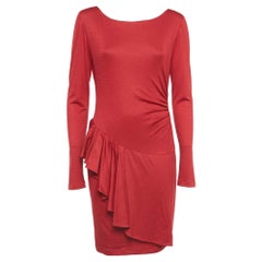 Emilio Pucci Vestido corto estilo drapeado de punto rojo M