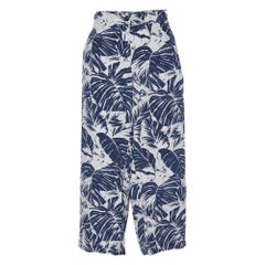 Weekend Max Mara Pantalones capri de seda con estampado tropical azul L