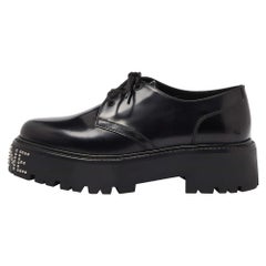 Celine Leather Black Leather Accents Studded Lace Up Derby Size 41