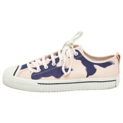 Burberry Pink/Navy Blue Canvas Cap Toe Lace Up Sneaker Size 44