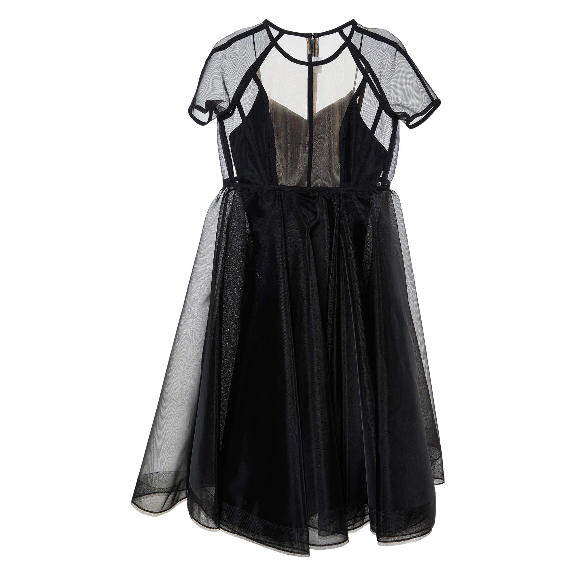 Alex Perry Black Mesh Briony Gown L For Sale