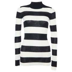 Joseph Jersey de cuello alto de cachemira a rayas blanco/negro XS