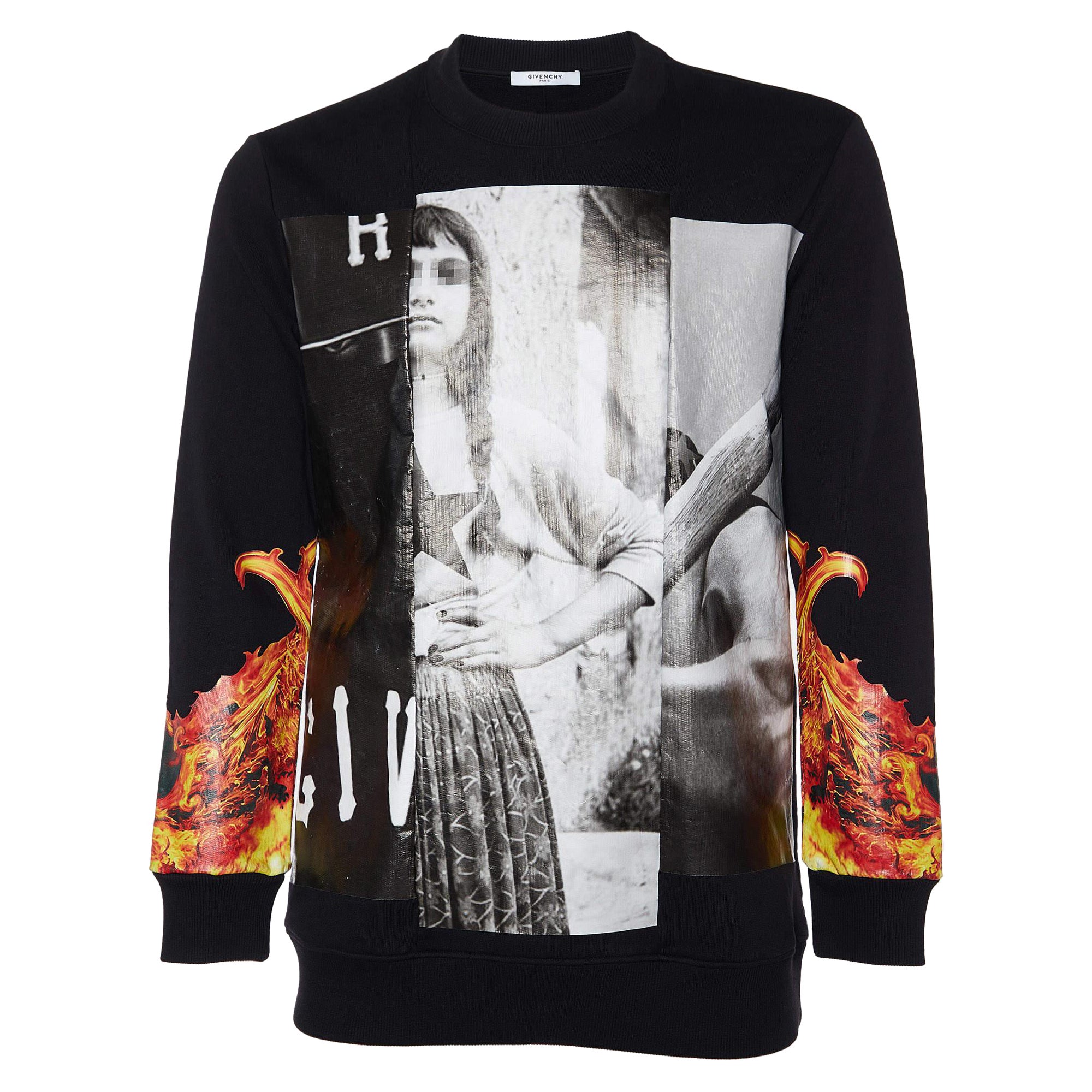 Givenchy Black Printed Cotton Sweatshirt S For Sale