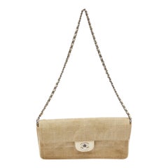Chanel Beige Quilted Canvas Travel Line East West Flap Bag