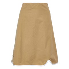 Marni Beige Cotton Contrast Trim Knee Length Skirt L