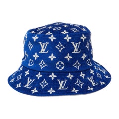 Louis Vuitton Bleu Monogramm Samt LV passender Eimerhut M