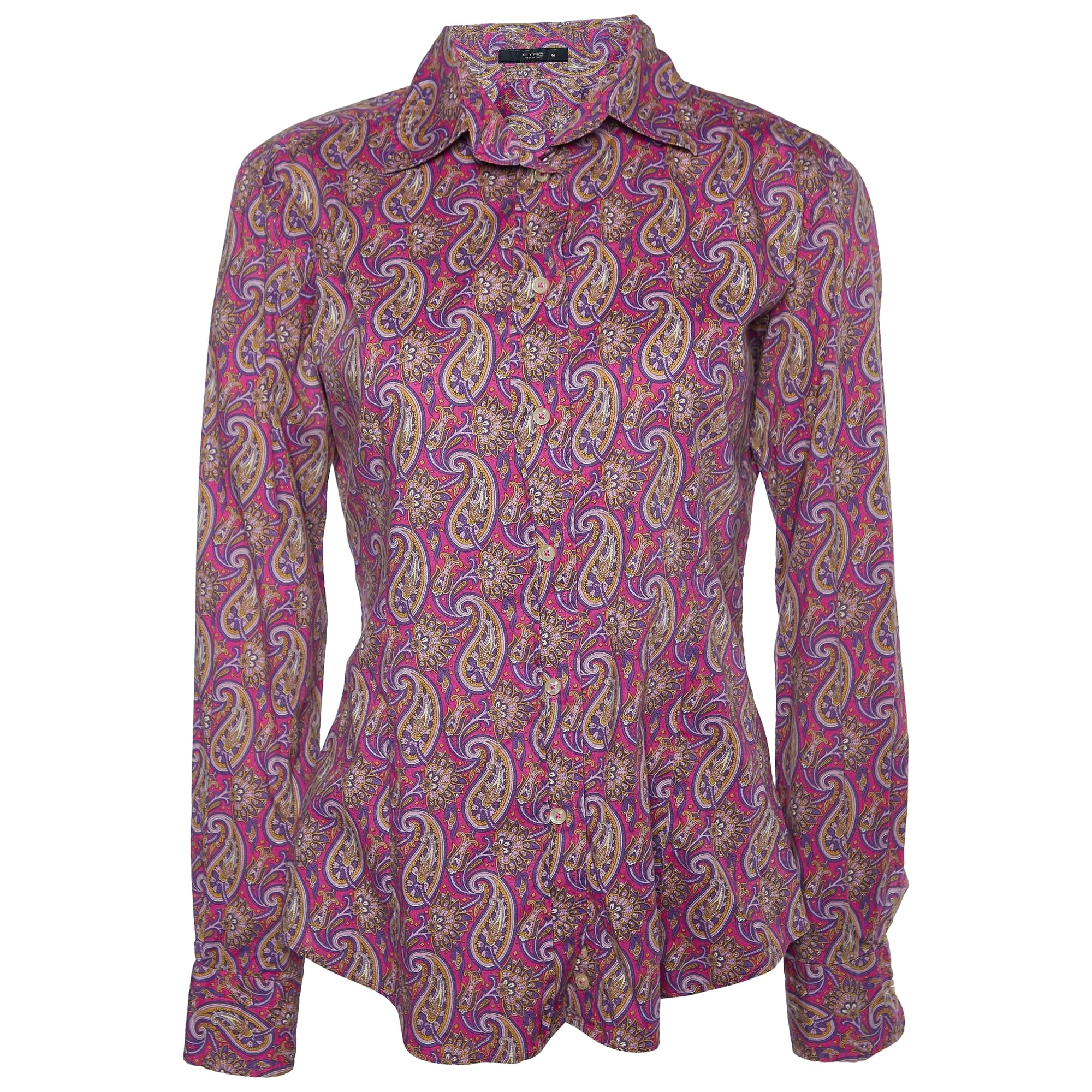 Etro - Camicia abbottonata in cotone con stampa paisley rosa L.L.A.