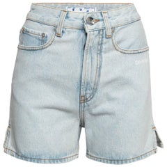 Off-White Pantalones cortos rectos Diag de tela vaquera azul S