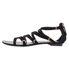 Giuseppe Zanotti Sandali piatti in pelle scamosciata nera taglia 38