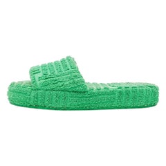 Bottega Veneta Green Cotton Fabric Sponge Platform Slides Size 36
